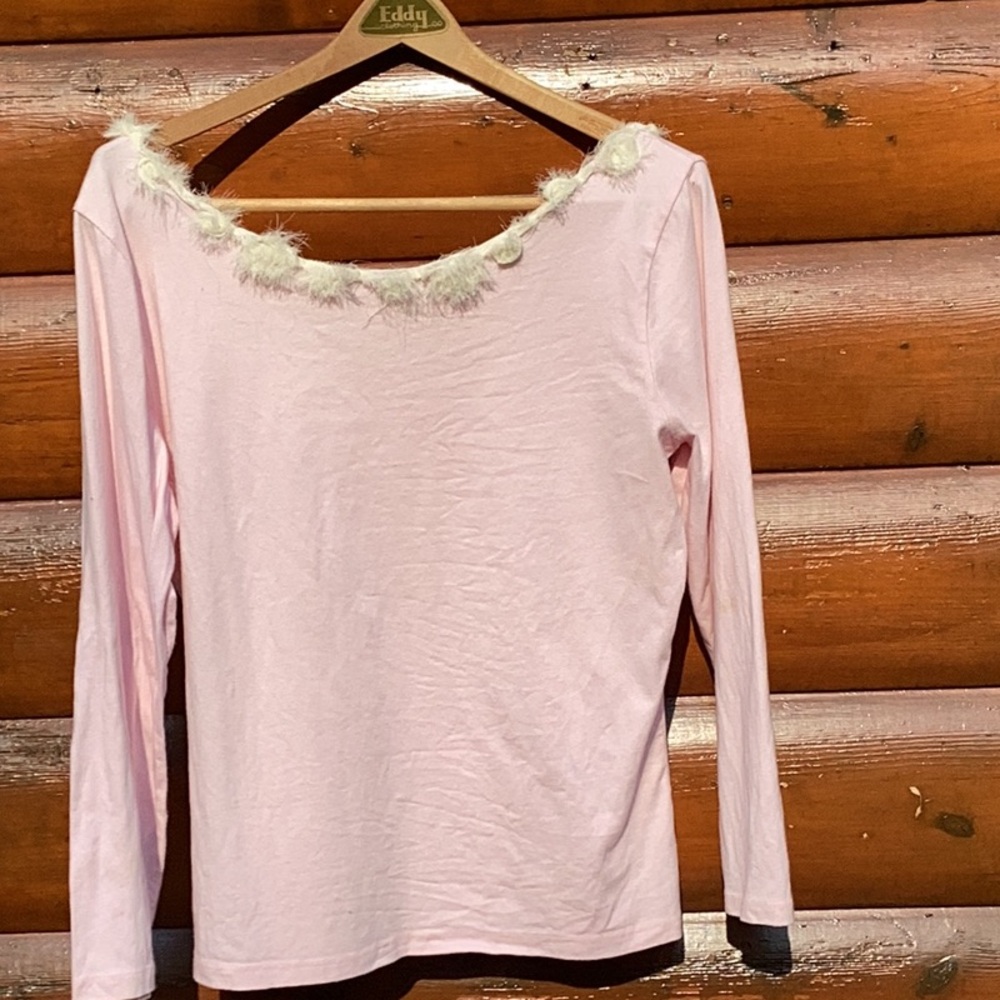 Pink Tee S POUFS Sz Lg DEADSTOCK IVORY